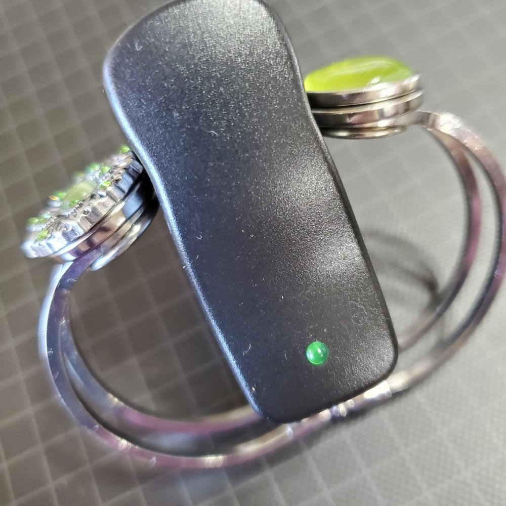 Spring Hinged Bracelet With Dual Button Snap Deco… - image 6